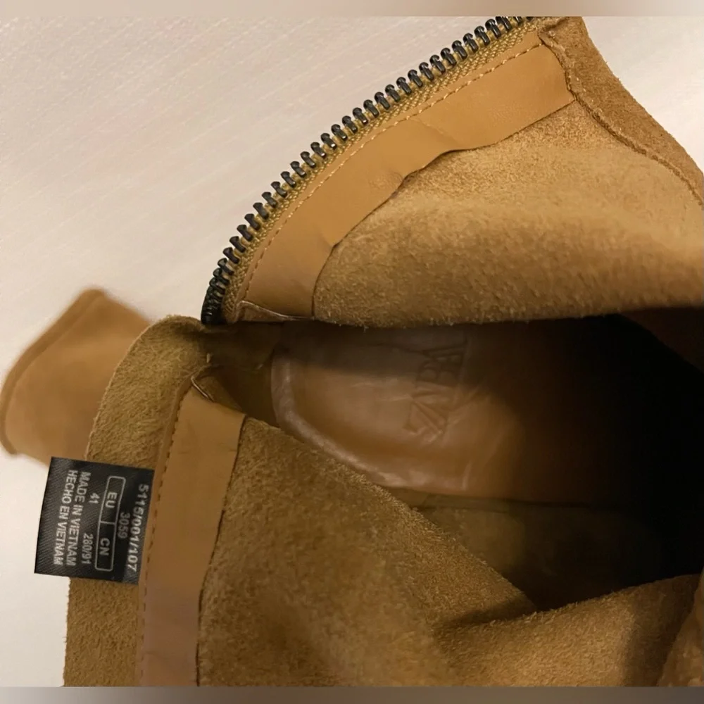 Zara Tan Sand Brown Suede Leather Boots: sz 10 - Picture 2 of 7